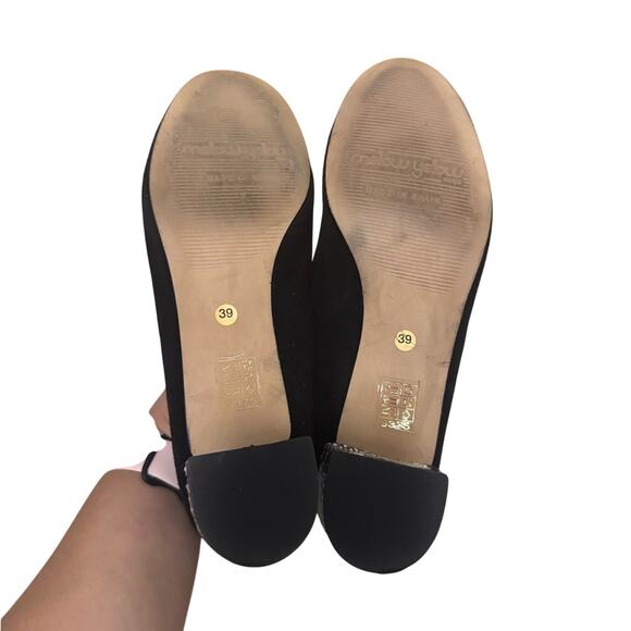 Mellow Yellow Paris Black Suede Block Heel Pumps Womens 39/8.5 US Snake Print - Picture 8 of 8